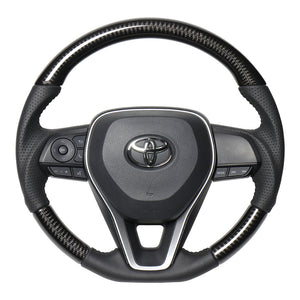 REAL ORIGINAL SERIES SOFT D SHAPE BLACK CARBON BLACK STITCH STEERING WHEEL FOR TOYOTA RAV4 50 NOT PHV TYA-BKC