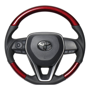 REAL ORIGINAL SERIES SOFT D SHAPE RED CARBON BLACK STITCH STEERING WHEEL FOR DAIHATSU ALTIS 70  TYA-RDC
