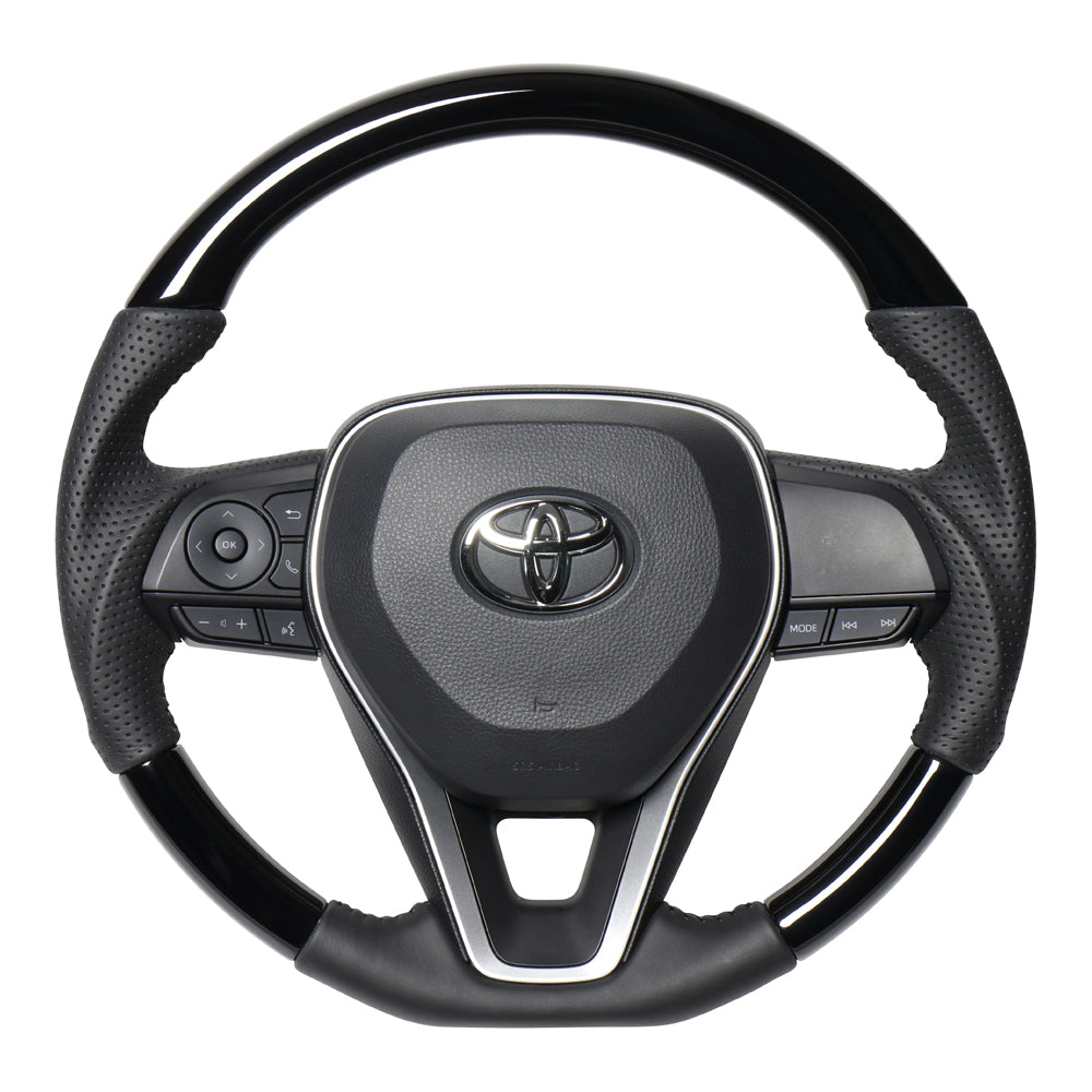 REAL ORIGINAL SERIES SOFT D SHAPE PIANO BLACK BLACK STITCH STEERING WHEEL FOR DAIHATSU ALTIS 70  TYA-PBW