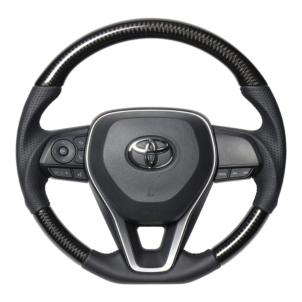 REAL PREMIUM SERIES SOFT D SHAPE BLACK CARBON BLACK EURO STITCH STEERING WHEEL FOR TOYOTA RAV4 50 NOT PHV TYAP-BKC