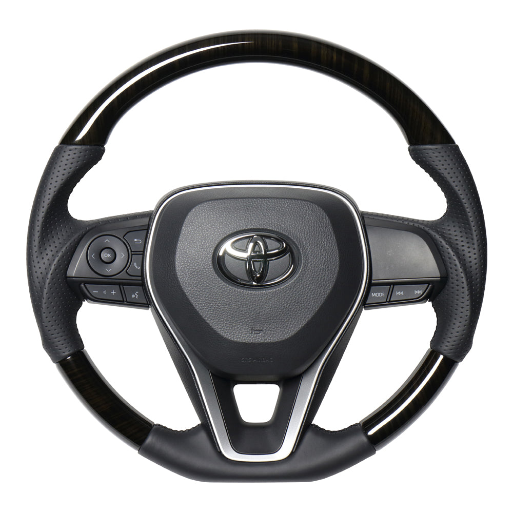 REAL PREMIUM SERIES SOFT D SHAPE 55 BLACK WOOD BLACK EURO STITCH STEERING WHEEL FOR DAIHATSU ALTIS 70  TYAP-55BKW