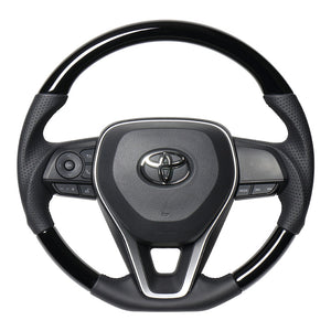 REAL PREMIUM SERIES SOFT D SHAPE PIANO BLACK BLACK EURO STITCH STEERING WHEEL FOR DAIHATSU ALTIS 70  TYAP-PBW