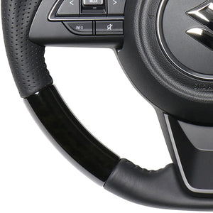 REAL ORIGINAL SERIES SOFT D SHAPE BLACK WOOD BLACK STITCH STEERING WHEEL FOR SUZUKI JIMNY SIERRA JB74W  SZB-BKW-BK