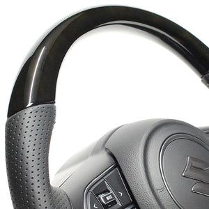 REAL ORIGINAL SERIES SOFT D SHAPE BLACK WOOD BLACK STITCH STEERING WHEEL FOR SUZUKI JIMNY SIERRA JB74W  SZB-BKW-BK
