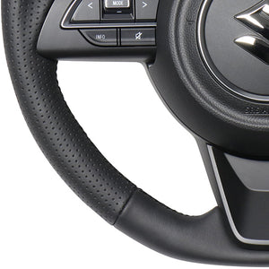 REAL ORIGINAL SERIES SOFT D SHAPE ALL LEATHER BLACK EURO STITCH STEERING WHEEL FOR SUZUKI JIMNY SIERRA JB74W  SZB-LPB-BK