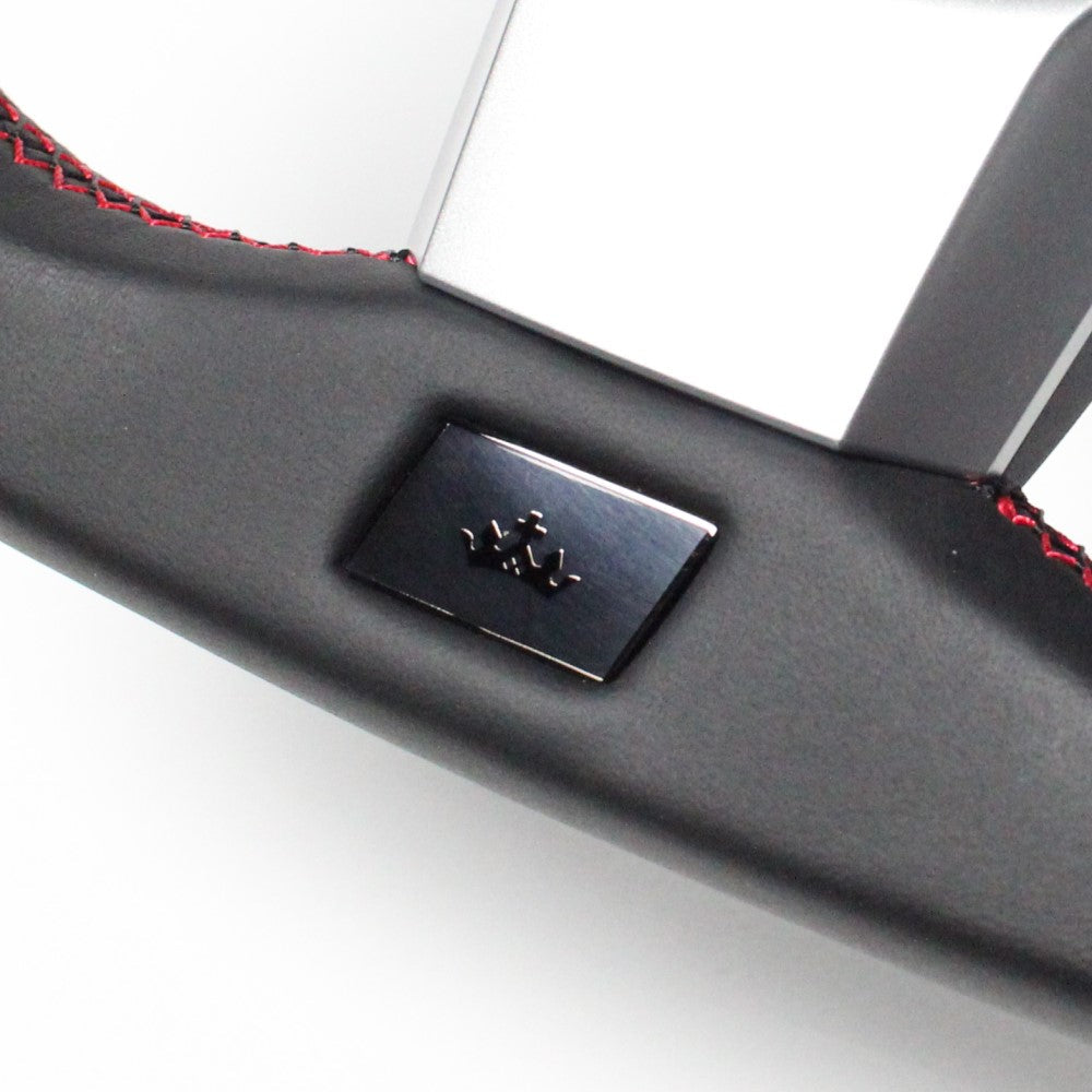 REAL ORIGINAL SERIES EMBLEM TYPE D SHAPE BLACK CARBON RED X BLACK EURO STITCH STEERING WHEEL FOR TOYOTA VITZ GRMN 130  GRM-BKC-RD