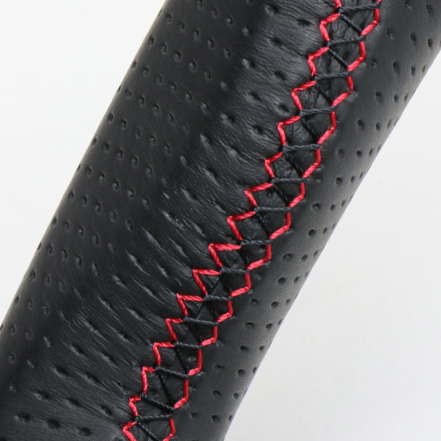 REAL ORIGINAL SERIES EMBLEM TYPE D SHAPE BLACK CARBON RED X BLACK EURO STITCH STEERING WHEEL FOR TOYOTA VITZ GRMN 130  GRM-BKC-RD