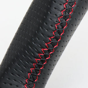 REAL ORIGINAL SERIES EMBLEM TYPE D SHAPE BLACK LEATHER & BLACK ULTRA SUEDE RED X BLACK EURO STITCH STEERING WHEEL FOR TOYOTA VOXY GR SPORT 80  GRM-ALC-RD