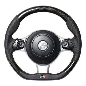 REAL ORIGINAL SERIES EMBLEM TYPE BLACK CARBON RED X BLACK EURO STITCH STEERING WHEEL FOR TOYOTA 86 GR ZN6 GRM-BKC-RD