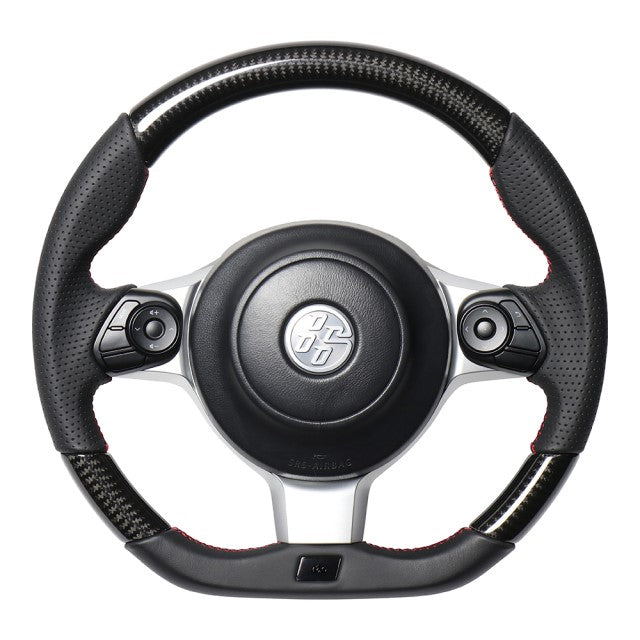 REAL ORIGINAL SERIES EMBLEM TYPE BLACK CARBON RED X BLACK EURO STITCH STEERING WHEEL FOR TOYOTA 86 ZN6 KOUKI GRM-BKC-RD