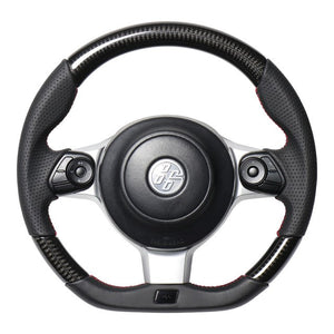 REAL ORIGINAL SERIES EMBLEM TYPE BLACK CARBON RED X BLACK EURO STITCH STEERING WHEEL FOR TOYOTA 86 GR ZN6 GRM-BKC-RD