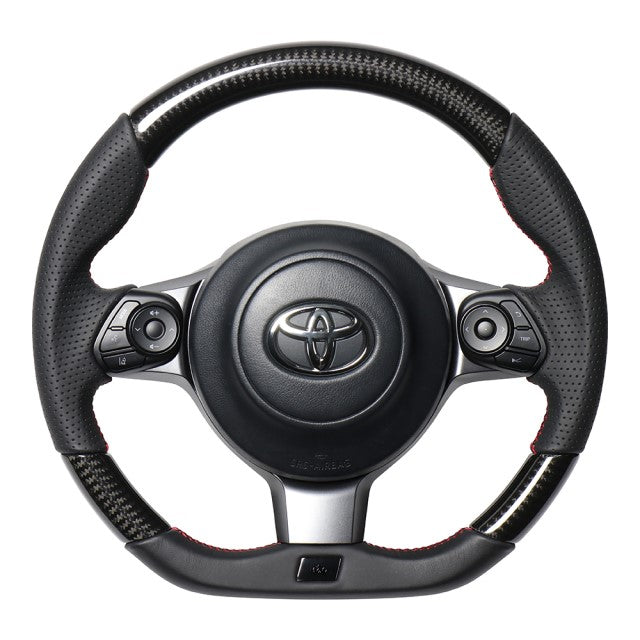 REAL ORIGINAL SERIES EMBLEM TYPE D SHAPE BLACK CARBON RED X BLACK EURO STITCH STEERING WHEEL FOR TOYOTA PRIUS Α GR SPORT 40  GRM-BKC-RD