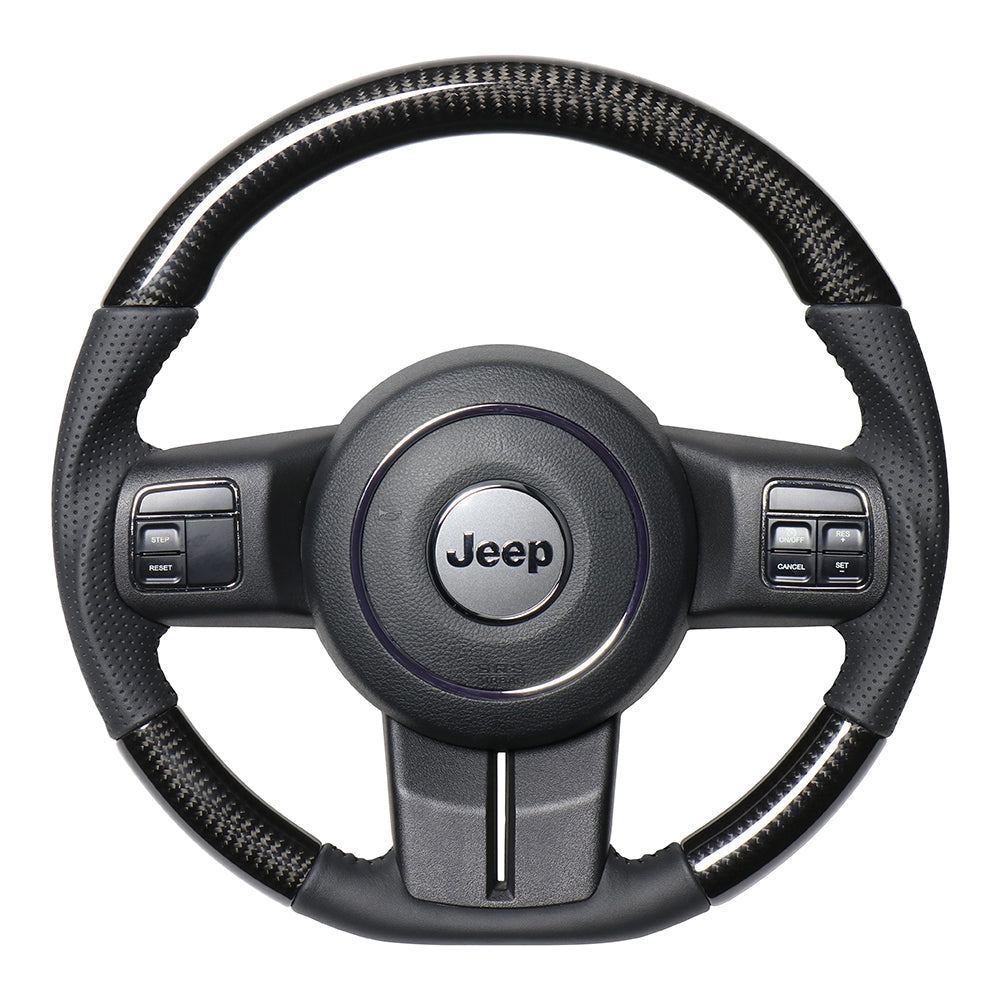 REAL ORIGINAL SERIES D SHAPE BLACK CARBON BLACK STITCH STEERING WHEEL FOR JEEP WRANGLER JK38:LATE  JPA-BKC-BK