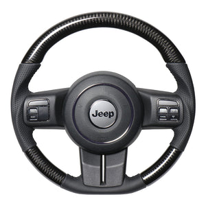 REAL ORIGINAL SERIES D SHAPE BLACK CARBON BLACK STITCH STEERING WHEEL FOR JEEP WRANGLER JK38:LATE  JPA-BKC-BK
