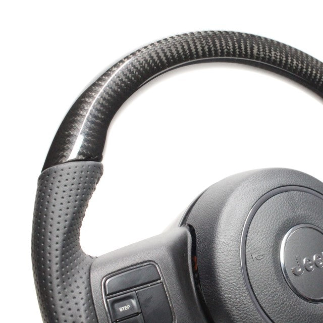 REAL ORIGINAL SERIES D SHAPE BLACK CARBON BLACK STITCH STEERING WHEEL FOR JEEP WRANGLER JK38:LATE  JPA-BKC-BK