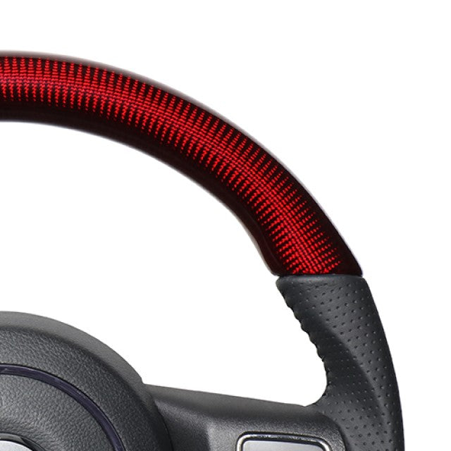 REAL ORIGINAL SERIES D SHAPE RED CARBON BLACK STITCH STEERING WHEEL FOR JEEP WRANGLER JK38:LATE  JPA-RDC-BK