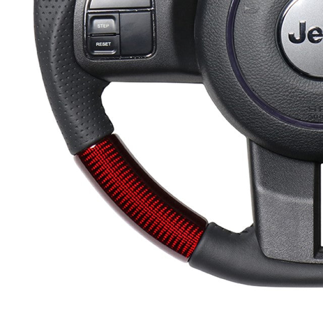 REAL ORIGINAL SERIES D SHAPE RED CARBON BLACK STITCH STEERING WHEEL FOR JEEP WRANGLER JK38:LATE  JPA-RDC-BK