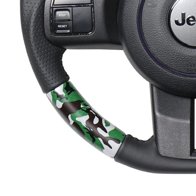 REAL ORIGINAL SERIES D SHAPE GREEN CAMOUFLAGE PRINT BLACK STITCH STEERING WHEEL FOR JEEP WRANGLER JK36  JPA-MDT-BK