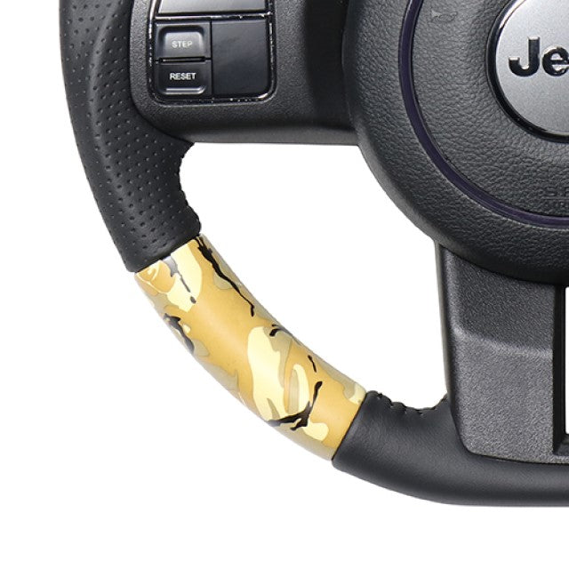REAL ORIGINAL SERIES D SHAPE BEIGE CAMOUFLAGE PRINT BLACK STITCH STEERING WHEEL FOR JEEP WRANGLER JK36  JPA-BGT-BK