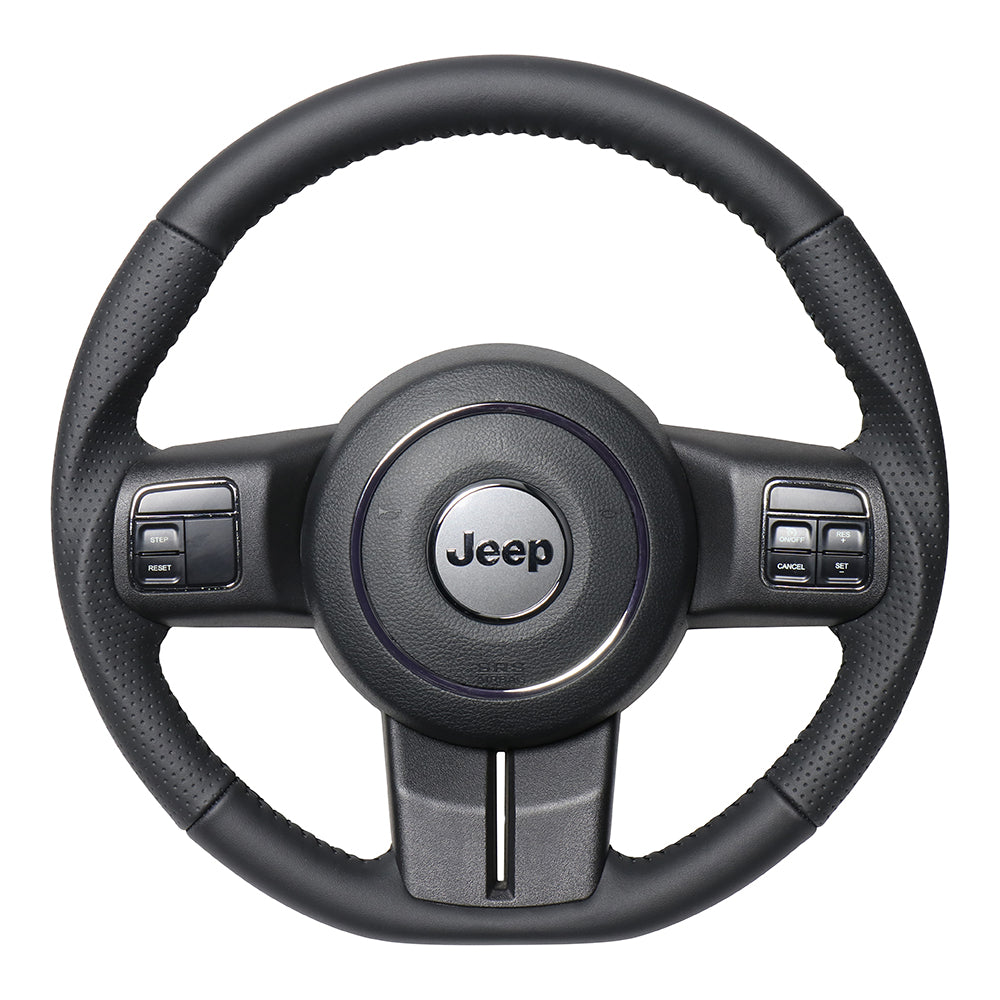 REAL ORIGINAL SERIES D SHAPE ALL LEATHER BLACK STITCH STEERING WHEEL FOR JEEP WRANGLER JK36  JPA-LPB-BK
