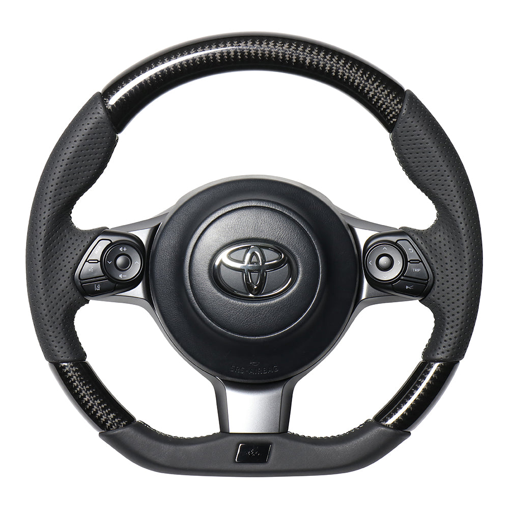 REAL ORIGINAL SERIES EMBLEM TYPE D SHAPE BLACK CARBON SILVER X BLACK EURO STITCH STEERING WHEEL FOR TOYOTA PRIUS Α GR SPORT 40  GRM-BKC-SL
