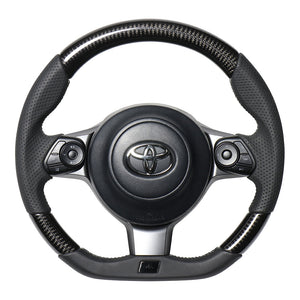 REAL ORIGINAL SERIES EMBLEM TYPE D SHAPE BLACK CARBON SILVER X BLACK EURO STITCH STEERING WHEEL FOR SUBARU BRZ ZC6:LATE  GRM-BKC-SL