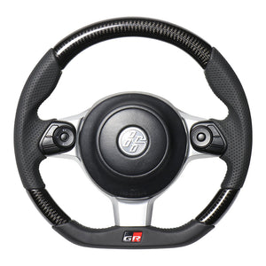 REAL ORIGINAL SERIES EMBLEM TYPE BLACK CARBON SILVER X BLACK EURO STITCH STEERING WHEEL FOR TOYOTA 86 GR ZN6 GRM-BKC-SL