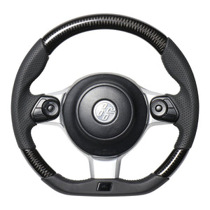 REAL ORIGINAL SERIES EMBLEM TYPE BLACK CARBON SILVER X BLACK EURO STITCH STEERING WHEEL FOR TOYOTA 86 ZN6 KOUKI GRM-BKC-SL