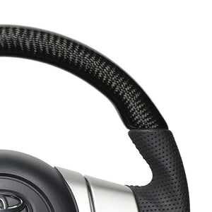 REAL ORIGINAL SERIES SOFT D SHAPE BLACK CARBON BLACK STITCH STEERING WHEEL FOR TOYOTA FJ CRUISER GSJ15W FJ-BKC-BK