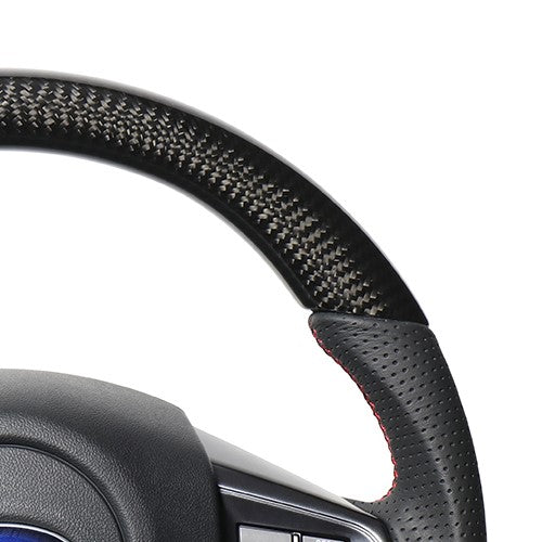 REAL ORIGINAL SERIES D SHAPE BLACK CARBON RED X BLACK EURO STITCH STEERING WHEEL FOR SUBARU LEVORG VM4 VMG  SBA-BKC-RD