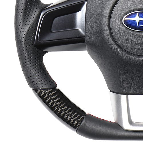 REAL ORIGINAL SERIES D SHAPE BLACK CARBON RED X BLACK EURO STITCH STEERING WHEEL FOR SUBARU LEVORG VM4 VMG  SBA-BKC-RD