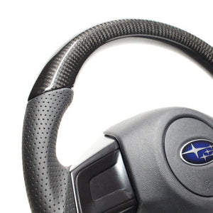 REAL ORIGINAL SERIES D SHAPE BLACK CARBON RED X BLACK EURO STITCH STEERING WHEEL FOR SUBARU WRX STI VAB  SBA-BKC-RD