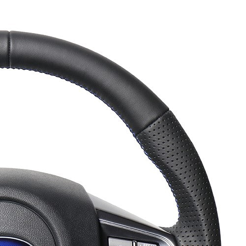 REAL ORIGINAL SERIES D SHAPE ALL LEATHER CENTER MARK BLUE X BLACK EURO STITCH STEERING WHEEL FOR SUBARU LEVORG VM4 VMG  SBA-LPB-BL