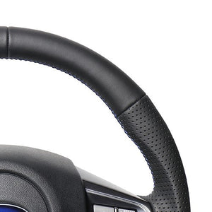 REAL ORIGINAL SERIES D SHAPE ALL LEATHER CENTER MARK BLUE X BLACK EURO STITCH STEERING WHEEL FOR SUBARU LEVORG VM4 VMG  SBA-LPB-BL