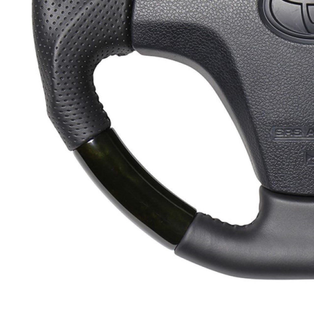 REAL ORIGINAL SERIES SOFT D SHAPE BLACK WOOD BLACK STITCH STEERING WHEEL FOR DAIHATSU MOVE LA100S TYB-BKW-BK