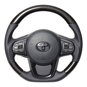 REAL PREMIUM SERIES D SHAPE BLACK CARBON SILVER EURO STITCH STEERING WHEEL FOR TOYOTA SUPRA DB TYPE  TYCP-BK-BKC