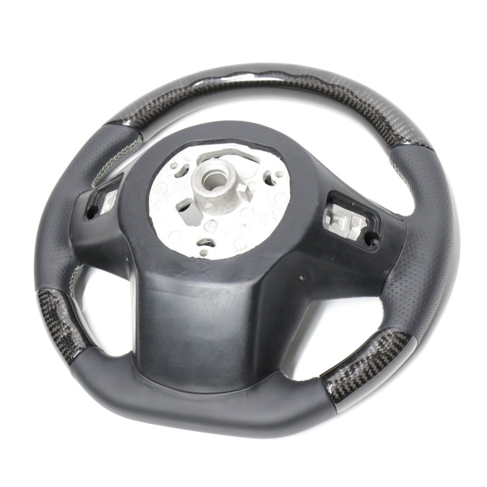 REAL PREMIUM SERIES D SHAPE BLACK CARBON & BLACK ULTRA SUEDE SILVER EURO STITCH STEERING WHEEL FOR TOYOTA SUPRA DB TYPE  TYCP-ALC-BKC