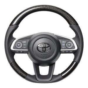 REAL ORIGINAL SERIES SOFT D SHAPE BLACK CARBON BLACK STITCH STEERING WHEEL FOR DAIHATSU ROCKY 200  TYD-BKC-BK