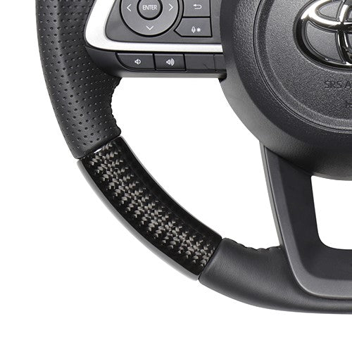 REAL ORIGINAL SERIES SOFT D SHAPE BLACK CARBON BLACK STITCH STEERING WHEEL FOR DAIHATSU ROCKY 200  TYD-BKC-BK