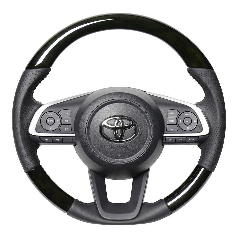 REAL ORIGINAL SERIES SOFT D SHAPE BLACK WOOD BLACK STITCH STEERING WHEEL FOR DAIHATSU ROCKY 200  TYD-BKW-BK