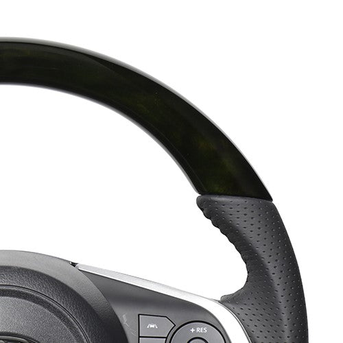 REAL ORIGINAL SERIES SOFT D SHAPE BLACK WOOD BLACK STITCH STEERING WHEEL FOR DAIHATSU ROCKY 200  TYD-BKW-BK