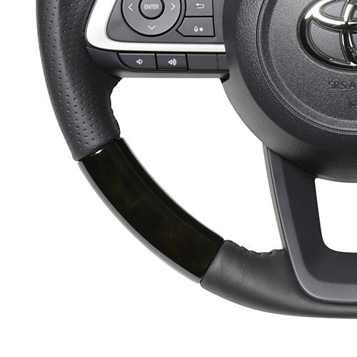 REAL ORIGINAL SERIES SOFT D SHAPE BLACK WOOD BLACK STITCH STEERING WHEEL FOR DAIHATSU ROCKY 200  TYD-BKW-BK