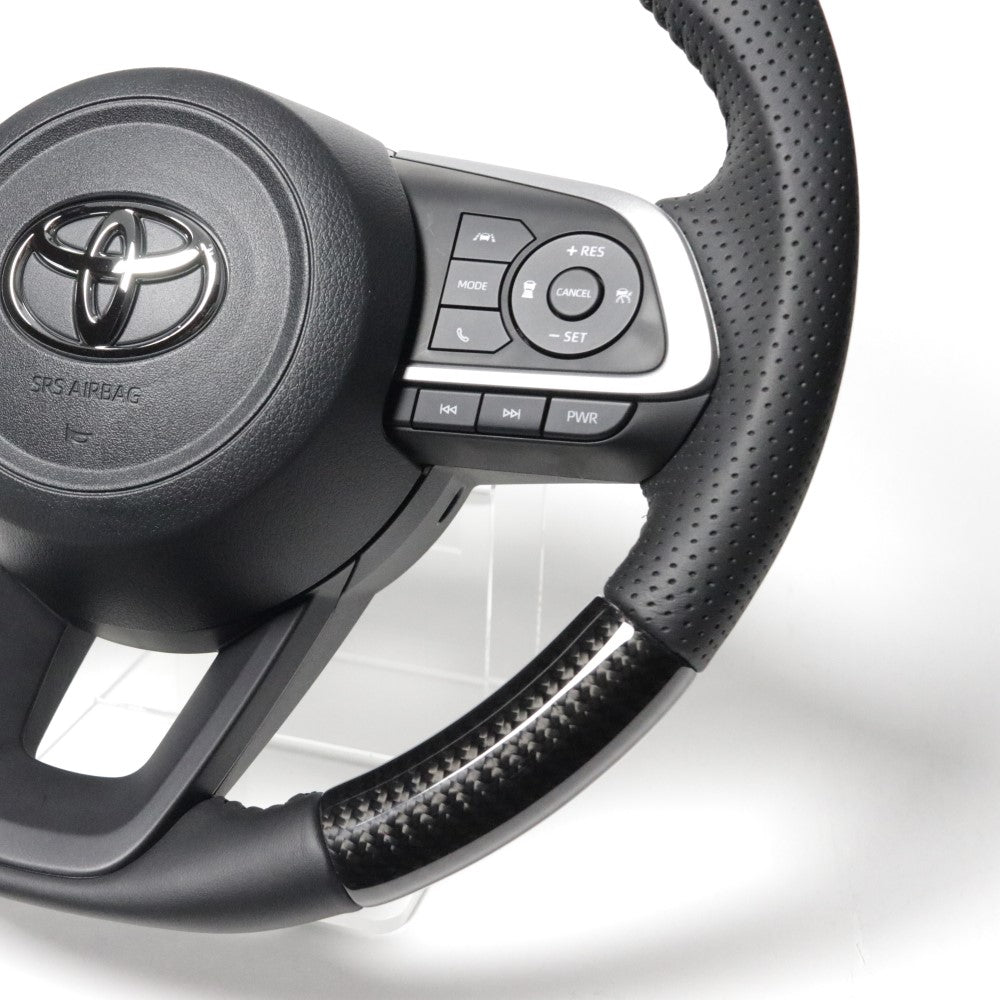 REAL ORIGINAL SERIES SOFT D SHAPE BLACK CARBON BLACK STITCH STEERING WHEEL FOR DAIHATSU ROCKY 200  TYD-BKC-BK