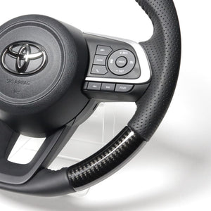REAL ORIGINAL SERIES SOFT D SHAPE BLACK CARBON BLACK STITCH STEERING WHEEL FOR DAIHATSU ROCKY 200  TYD-BKC-BK