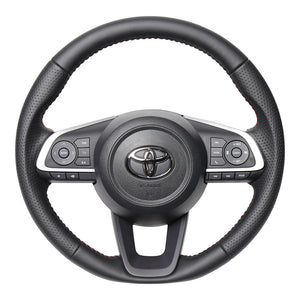 REAL ORIGINAL SERIES SOFT D SHAPE ALL LEATHER RED STITCH STEERING WHEEL FOR DAIHATSU ROCKY 200  TYD-LPB-RD