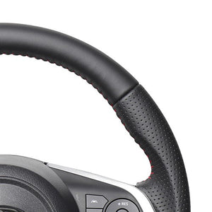 REAL ORIGINAL SERIES SOFT D SHAPE ALL LEATHER RED STITCH STEERING WHEEL FOR DAIHATSU ROCKY 200  TYD-LPB-RD