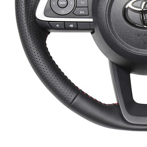 REAL ORIGINAL SERIES SOFT D SHAPE ALL LEATHER RED STITCH STEERING WHEEL FOR DAIHATSU ROCKY 200  TYD-LPB-RD
