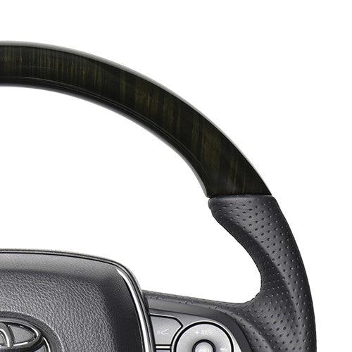 REAL PREMIUM SERIES SOFT D SHAPE 55 BLACK WOOD BLACK EURO STITCH STEERING WHEEL FOR TOYOTA HARRIER 80  TYFP-55BKW