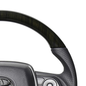 REAL PREMIUM SERIES SOFT D SHAPE 55 BLACK WOOD BLACK EURO STITCH STEERING WHEEL FOR TOYOTA HARRIER 80  TYFP-55BKW