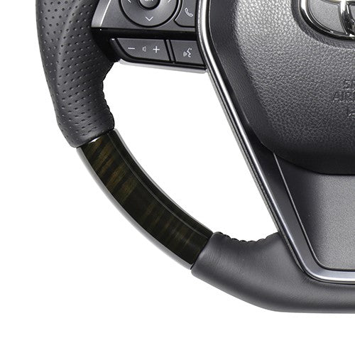 REAL PREMIUM SERIES SOFT D SHAPE 55 BLACK WOOD BLACK EURO STITCH STEERING WHEEL FOR TOYOTA HARRIER 80  TYFP-55BKW